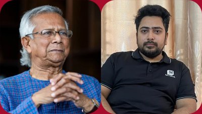 ড. মুহাম্মদ ইউনূস ও নাহিদ ইসলাম (কোলাজ)