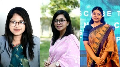 মনিরা শারমিন, মাহমুদা মিতু ও নুসরাত তাবাসসুম (কোলাজ)