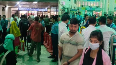 চট্টগ্রাম স্টেশনে যাত্রীদের ভিড়