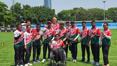 এশিয়া কাপ আর্চারি টুর্নামেন্টে (স্টেজ-১) কম্পাউন্ড পুরুষ দলগত ইভেন্টে চ্যাম্পিয়ন বাংলাদেশ আর্চারি দল