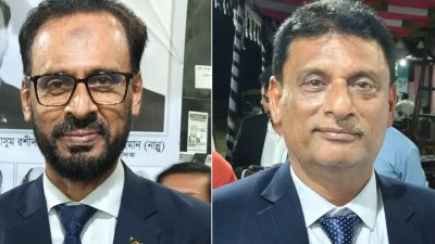 খুলনা আইনজীবী সমিতির নির্বাচনে জয়ী হওয়া সভাপতি ও সাধারণ সম্পাদক। ছবি: সংগৃহীত