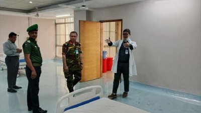 বিএমইউতে চালু হওয়া  হাম ওয়ার্ড পরিদর্শন করেন  পরিচালক ব্রিগেডিয়ার জেনারেল ইরতেকা রহমান ও উপ-পরিচালক ডা. মোহাম্মদ আবু নাছের