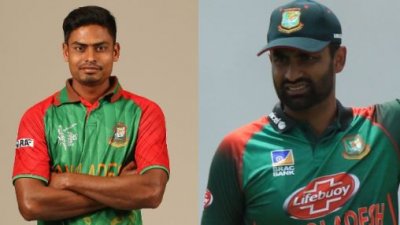 তাইজুল ইসলাম বামে, ডানে তামিম ইকবাল।
