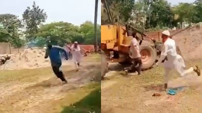বাঁশ হাতে প্রকৌশলী ধাওয়া দিলেন ঠিকাদার