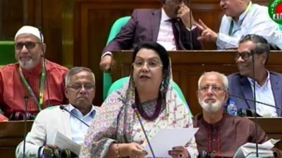 জাতীয় সংসদের অধিবেশনে কথা বলছেন বেসামরিক বিমান পরিবহন ও পর্যটন মন্ত্রী আফরোজা খানম। ছবি: সংগৃহীত