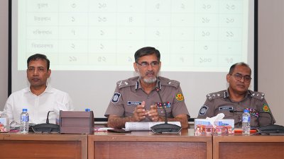 মাসিক অপরাধ পর্যালোচনা সভায় উপস্থিত ঢাকা মেট্রোপলিটন পুলিশ কমিশনার (ভারপ্রাপ্ত) মো. সরওয়ার