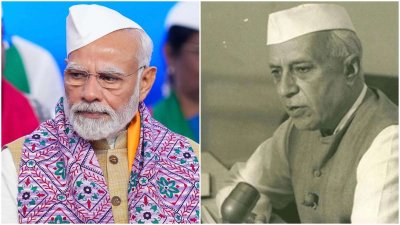 ভারতের প্রধানমন্ত্রী নরেন্দ্র মোদি ও ভারতের প্রথম প্রধানমন্ত্রী জওহরলাল নেহরু। ছবি: সংগৃহীত