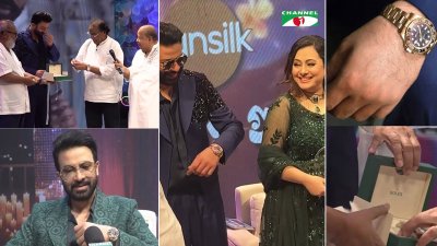 শাকিবের হাতে রোলেক্স ঘড়িটি তুলে দেন সংস্কৃতি প্রতিমন্ত্রী