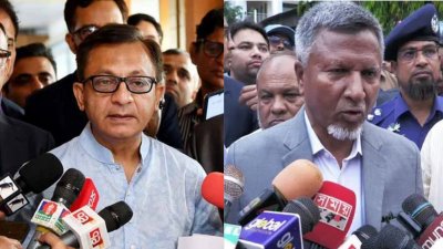 বাণিজ্যমন্ত্রী খন্দকার আব্দুল মুক্তাদির ও খাদ্য প্রতিমন্ত্রী আব্দুল বারী। ছবি: বাংলা ট্রিবিউন কোলাজ