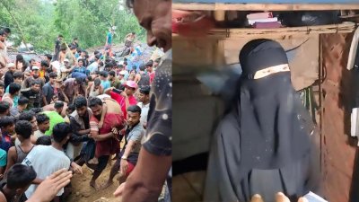 উখিয়ার উখিয়ার ৫ নম্বর রোহিঙ্গা ক্যাম্পের এ-৩ ব্লকের পাহাড়ের পাদদেশে অবস্থিত খাদিজাতুল কুবরা মহিলা মাদ্রাসা ও হেফজখানায় পাহাড় ধসে পড়ে