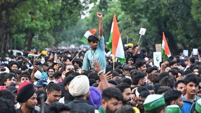 যন্তর মন্তরে শিক্ষার্থীদের আন্দোলন। ছবি: দ্য হিন্দু
