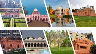 ঢাকার মুঘল স্থাপত্য (ছবি: বাংলা ট্রিবিউন কোলাজ)।