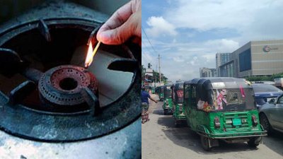 গ্যাস সংকটের প্রভাব পড়েছে সড়ক ও রান্নাঘরে (কোলাজ)