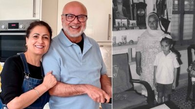 বোনের সঙ্গে অবতার সিং। মায়ের সঙ্গে ছোটবেলার ছবিতে অবতার। (ছবি: অবতার সিংয়ের সৌজন্যে)