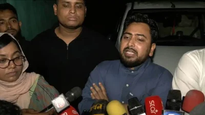 বাহুবল উপজেলার কামাইছড়া পুলিশ ফাঁড়িতে বিএনপির নেতাকর্মীদের বিরুদ্ধে লিখিত অভিযোগ দেওয়ার পর সাংবাদিকদের সঙ্গে কথা বলেন এমপি নাহিদ ইসলাম