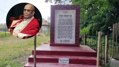কবি ও সাহিত্যিক সৈয়দ শামসুল হক ও তার সমাধি। ছবি: সংগৃহীত।
