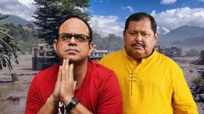 খরাজ মুখোপাধ্যায় এবং রজতাভ দত্ত। ছবি: সংগৃহীত