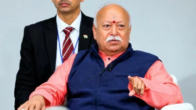 রাষ্ট্রীয় স্বয়ংসেবক সংঘের (আরএসএস) প্রধান মোহন ভগবত। ছবি: পিটিআই