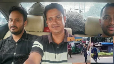 সীতাকুণ্ডে বিএনপির দুই পক্ষের সংঘর্ষের সময় অস্ত্র হাতে থাকা মো. সাদেক (বাঁয়ে) ও সিরাজুল ইসলাম