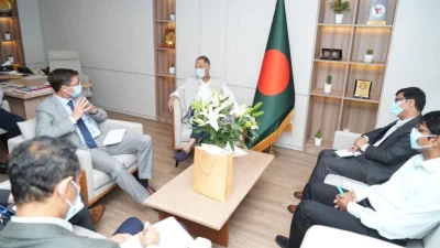 বিদ্যুৎ, জ্বালানি ও খনিজসম্পদমন্ত্রী ইকবাল হাসান মাহমুদের সঙ্গে সাক্ষাৎ করেন নরওয়ের রাষ্ট্রদূত হাকন আরাল্ড গুলব্র্যান্ডসেন