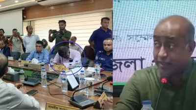 বাগেরহাটে মতবিনিময় সভায় বক্তব্য চলাকালে বারবার ফোনে কথা বলায় জেলা সিভিল সার্জন ডা. আ. স. মো. মাহবুবুল আলমকে ধমক দিয়েছেন আইনমন্ত্রী মো. আসাদুজ্জামান