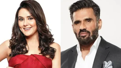 প্রীতি জিনতা ও সুনীল শেঠি। ছবি: সংগৃহীত