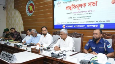 শনিবার দুপুরে যশোর জেলা প্রশাসকের সভাকক্ষে আসন্ন শারদীয় দুর্গাপূজা উপলক্ষে অনুষ্ঠিত প্রস্তুতি সভায় বক্তব্য দেন বিদ্যুৎ প্রতিমন্ত্রী অনিন্দ্য ইসলাম অমিত 