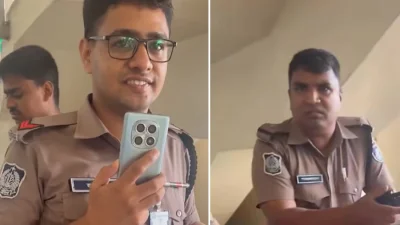 অভিযুক্ত পুলিশ সদস্যরা (ছবি: ভিডিও থেকে)
