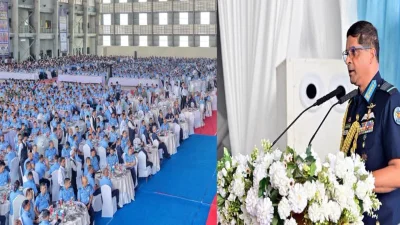 অনুষ্ঠানে প্রধান অতিথি ছিলেন বিমান বাহিনী প্রধান এয়ার চিফ মার্শাল হাসান মাহমুদ খাঁন