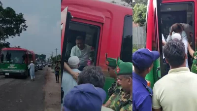 সড়কের পাশে দাঁড়িয়ে থাকা এক বৃদ্ধের হাতের ইশারা দেখে হঠাৎ থেমে গেলো প্রধানমন্ত্রী তারেক রহমানের গাড়ি