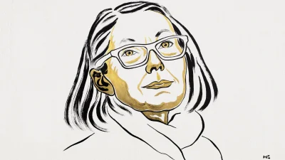 কানাডীয় লেখক অ্যান কার্সনকের প্রোটেড। ছবি: নোবেল প্রাইজ কমিটি