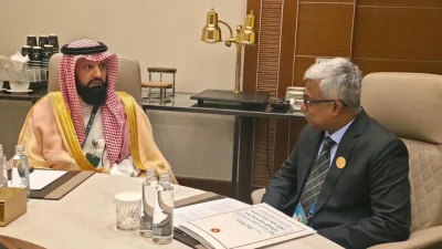 সৌদি আরবের বিদ্যুৎবিষয়ক অ্যাসিস্ট্যান্ট মিনিস্টার নাসের আল কাহতানির সঙ্গে বাংলাদেশের  বিদ্যুৎ, জ্বালানি ও খনিজসম্পদ প্রতিমন্ত্রী অনিন্দ্য ইসলাম অমিত