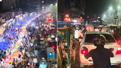 মোহাম্মদপুর বাসস্ট্যান্ড থেকে তিন রাস্তা মোড় পর্যন্ত বসে ভাসমান বাজার (সংগৃহীত ছবি)