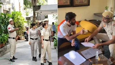 ককরোচ জনতা পার্টির (সিজেপি) প্রধান অভিজিৎ দিপকের নয়াদিল্লির বাড়িতে দিল্লি পুলিশ। ছবি: সংগৃহীত