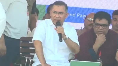 রাজশাহীর জনসভা মঞ্চে প্রধানমন্ত্রী তারেক রহমান