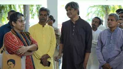 শারদীয় দুর্গাপূজার বিজয়া দশমীতে ঢাকা বিশ্ববিদ্যালয়ের জগন্নাথ হল মন্দিরে শুভেচ্ছা বিনিময় করেছেন গণসংহতি আন্দোলনের নেতারা