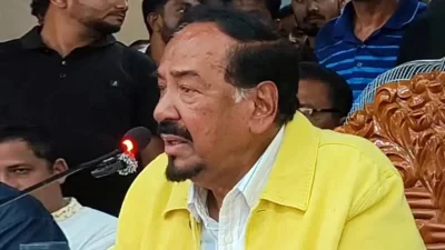 ভোলার তজুমদ্দিনে এক অনুষ্ঠানে বক্তব্য দেন স্পিকার মেজর (অব.) হাফিজ উদ্দিন আহমদ
