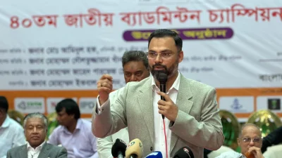 বক্তব্য রাখছেন ক্রীড়া প্রতিমন্ত্রী আমিনুল হক