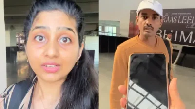 ভিডিওটিতে দেখা যায়, মেয়েটি ওই ব্যক্তির মুখোমুখি হচ্ছেন এবং তাকে তার ফোনটি আনলক করতে বলছেন। ছবি: এক্স