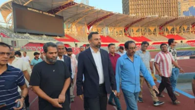 জাতীয় স্টেডিয়ামে ক্রীড়া প্রতিমন্ত্রী আমিনুল হক।