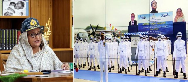 নৌবাহিনীর এভিয়েশন বহরে দুটি মেরিটাইম প্যাট্রল এয়ারক্রাফট সংযোজন উদ্বোধন করেন প্রধানমন্ত্রী শেখ হাসিনা
