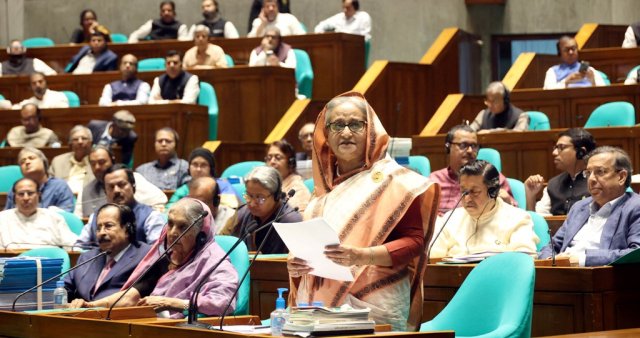 জাতীয় সংসদে প্রধানমন্ত্রী শেখ হাসিনা (ছবি: ফোকাস বাংলা)