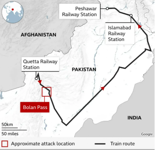 হামলার ঘটনাটি পাকিস্তানের যেখানে ঘটেছে। সূত্র : বিবিসি