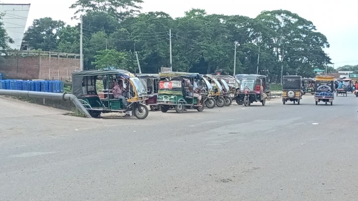 রিকশা, ভ্যান, ব্যাটারিচালিত ইজিবাইক, থ্রি হুইলার ছাড়া আর কোনও যানবাহন চোখে পড়েনি রাস্তায়