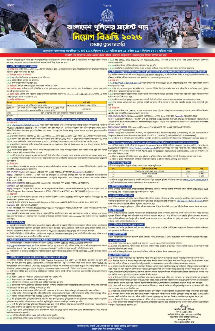 পুলিশে চাকরির নিয়োগ বিজ্ঞপ্তি