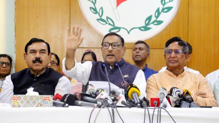 যৌথসভা শেষে ওবায়দুল কাদের (ছবি: ফোকাস বাংলা)