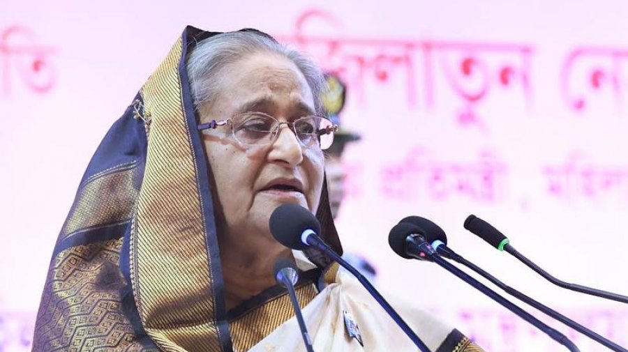 অনুষ্ঠানে বক্তব্য দিচ্ছেন প্রধানমন্ত্রী শেখ হাসিনা (ছবি: ফোকাস বাংলা)