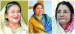 প্রধানমন্ত্রী শেখ হাসিনা, স্পিকার শিরীন শারমিন চৌধুরী ও বিরোধী দলীয় নেত্রী রওশন এরশাদ